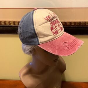 Lucky 7 distressed cap.  Salty Vibes graphics